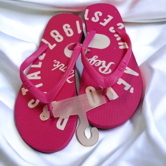 Womens Aeropostale Pink and White 1987 Flip Flops Size 7/8 - Picture 2 of 4